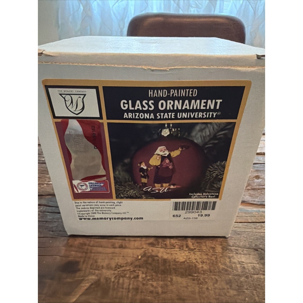 Arizona State UniversityGlass Christmas Ornament Memory Company Santa Hand Paint